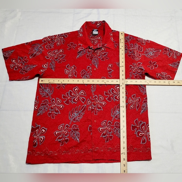 Men Aloha Shirt Cruise Tropical Luau Beach Hawaiian Party Red Sz M - Picture 3 of 7